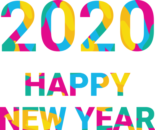 New Years 2020 Text Font Line For Happy Year Eve Party 2020 PNG Image