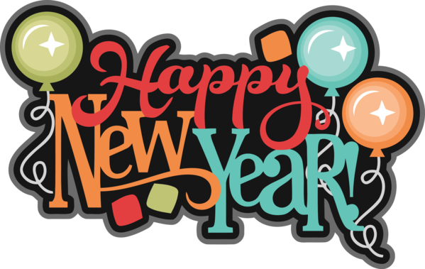 New Year Text Font Logo For Happy Lyrics PNG Image
