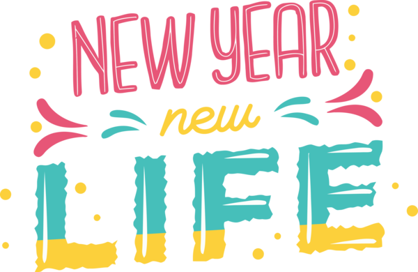 New Year Text Font Yellow For Happy Colors PNG Image