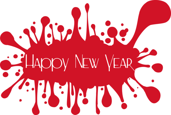 New Year Text Red Font For Happy Holiday PNG Image