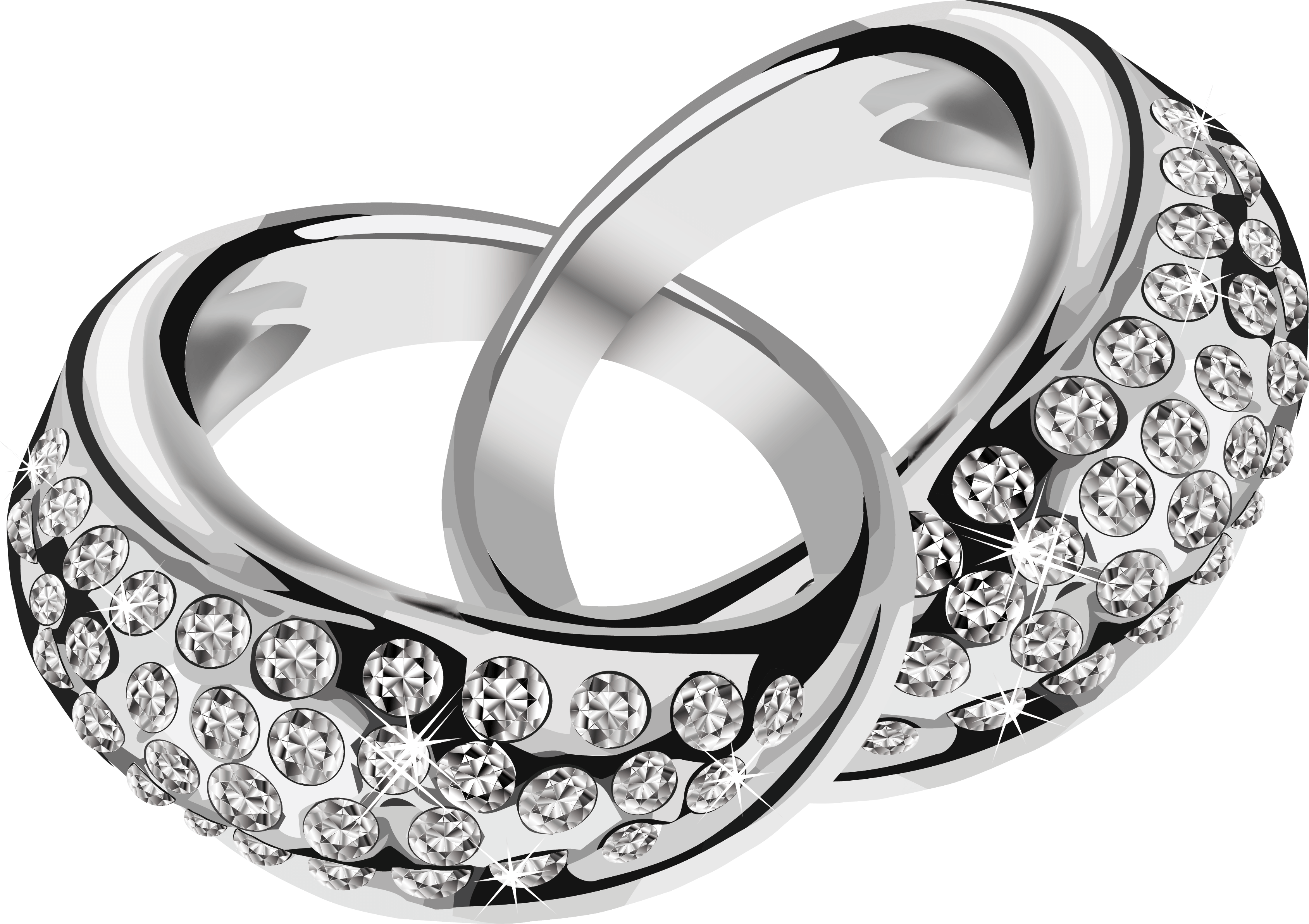 Silver Rings With Diamonds Png PNG Image