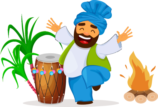 Lohri Cartoon Drum For Happy Gifts PNG Image