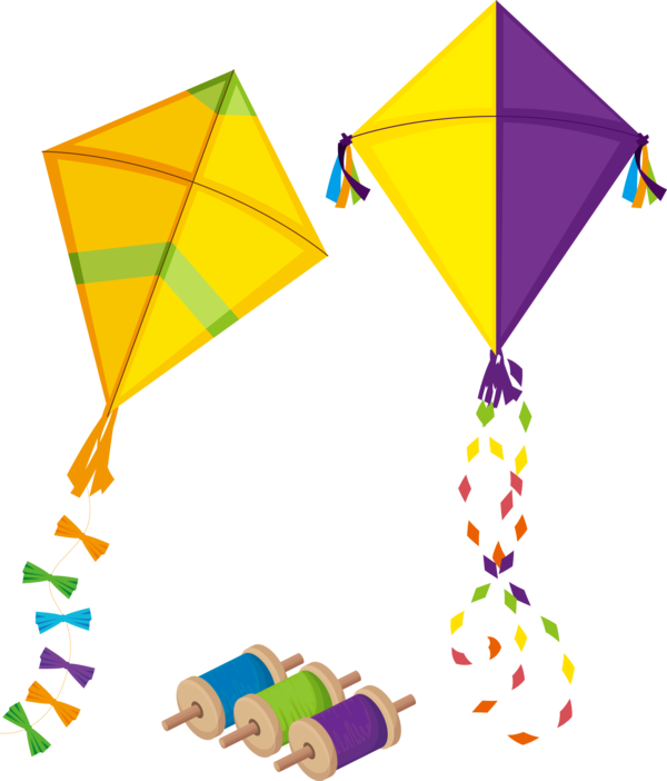Makar Sankranti Line Kite Triangle For Flying Lights PNG Image