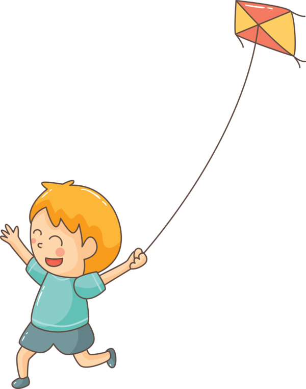 Makar Sankranti Cartoon Line Child For Kite Flying Getaways PNG Image