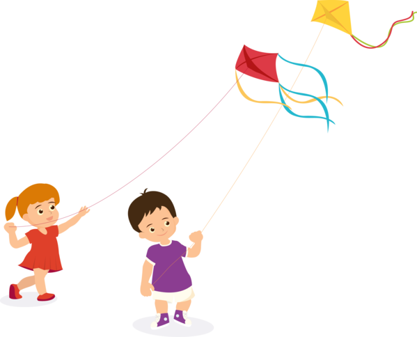 Makar Sankranti Cartoon Child Playing With Kids For Kite Flying Themes PNG Image