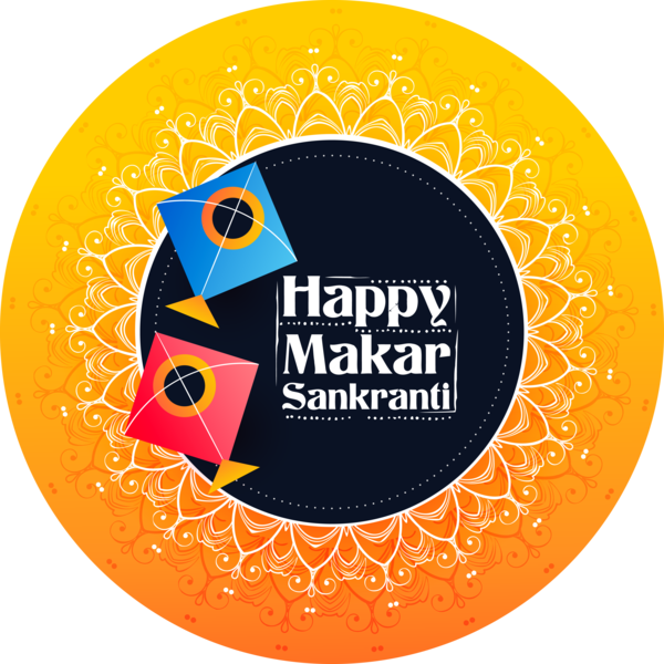 Makar Sankranti Orange Logo Circle For Happy Decoration PNG Image