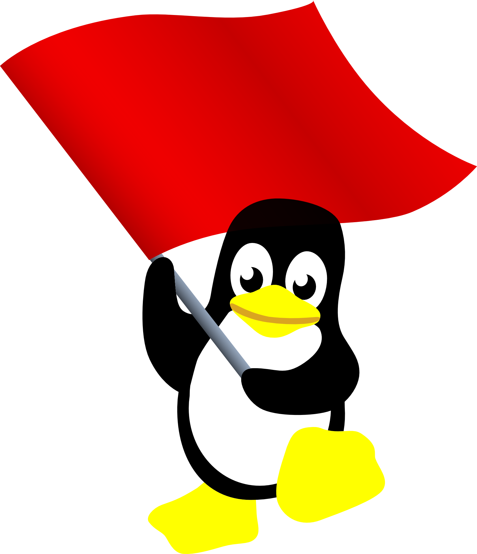 Tux Flag Racer Linux Red Penguin PNG Image