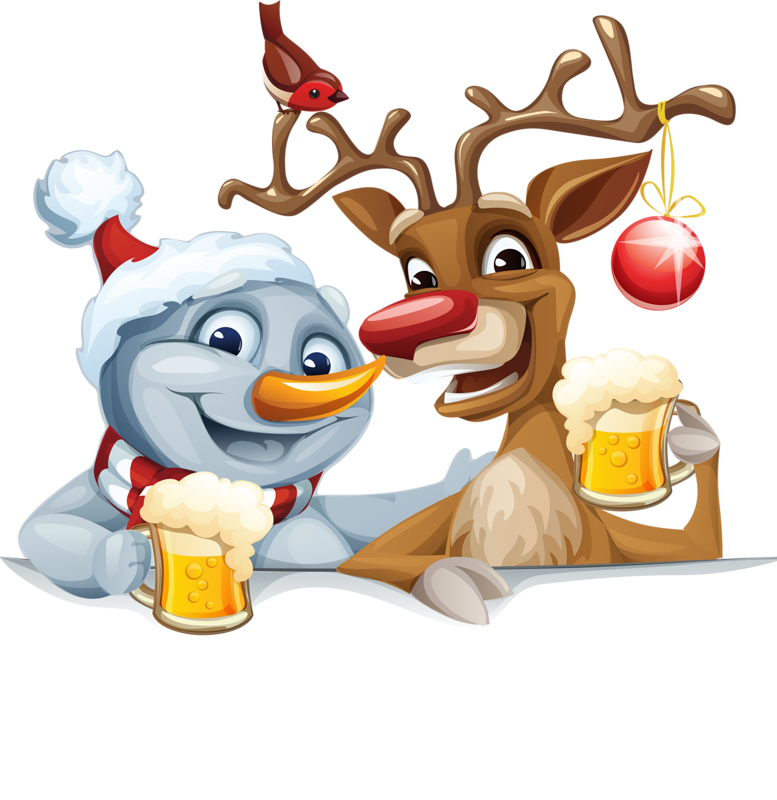 And Elk Snowman Reindeer Claus'S Santa Christmas PNG Image