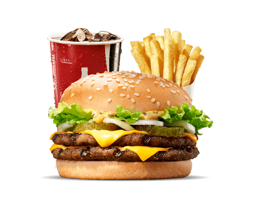 King Whopper Hamburger Food Big Cheeseburger Fast PNG Image