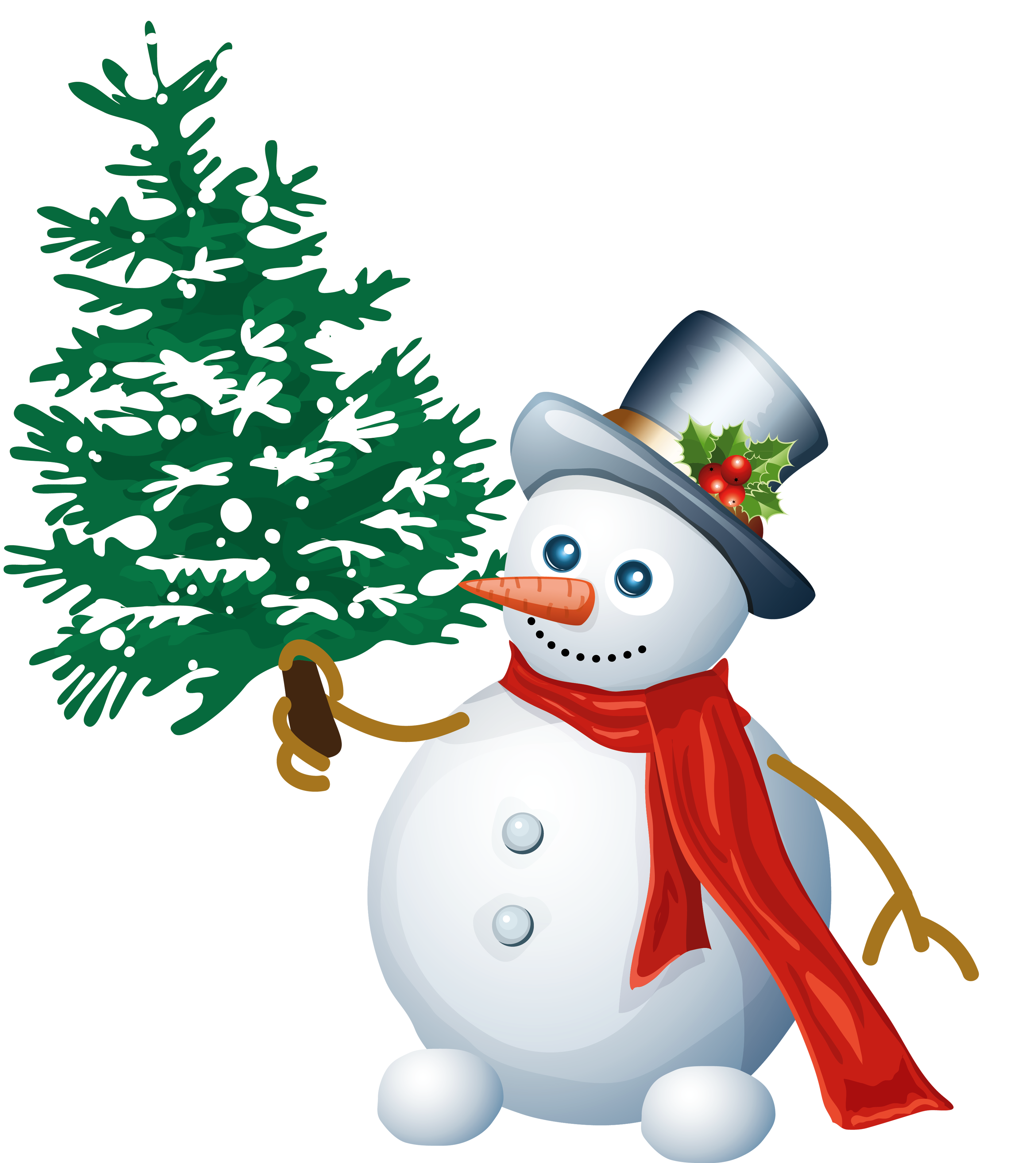 Snowman Claus Tree Santa With Christmas PNG Image