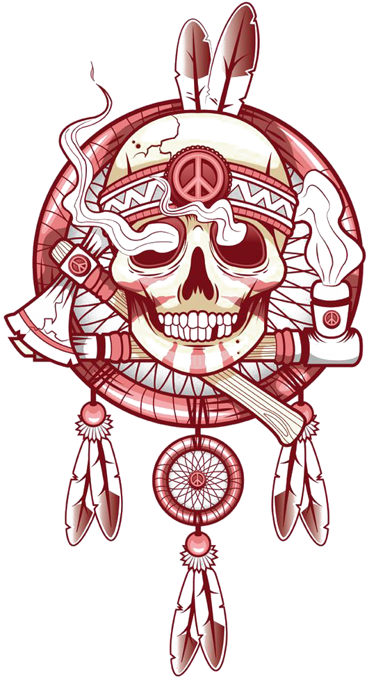 Tattoo Art Skull T-Shirt Indian Drawing PNG Image