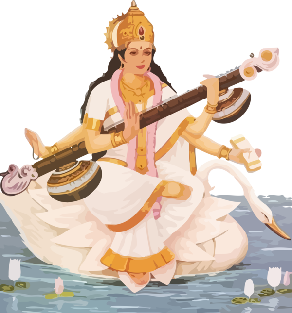 Vasant Panchami String Instrument Musical Veena For Happy Quote PNG Image
