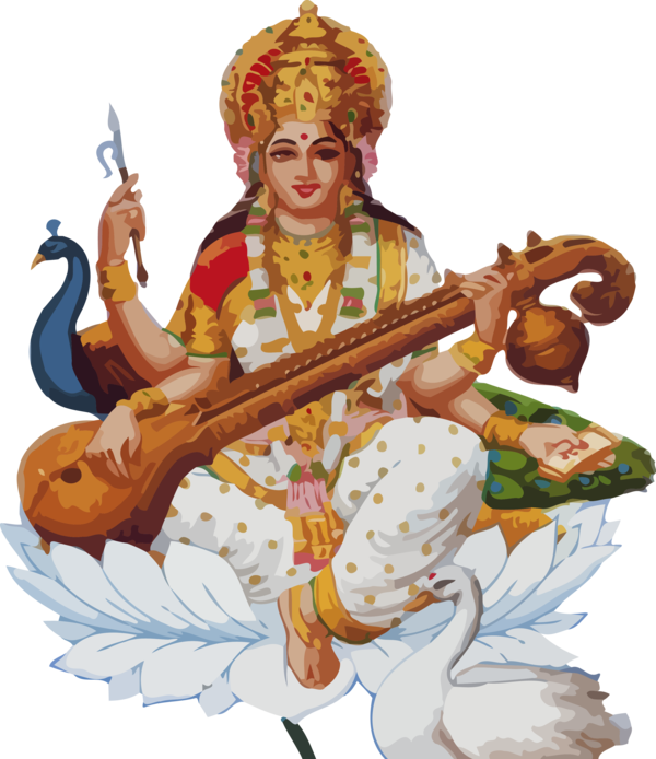 Vasant Panchami Veena String Instrument Indian Musical Instruments For Happy Ecards PNG Image