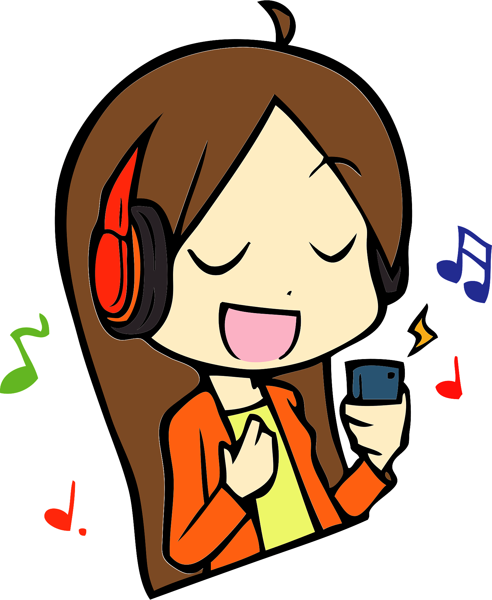Girl Vector Music Listening PNG Free Photo PNG Image