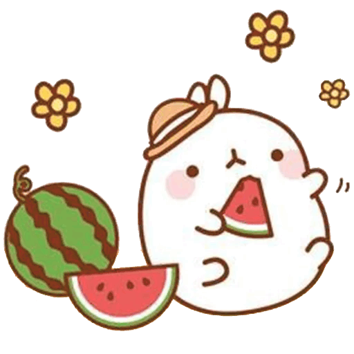 Food Eating Pusheen Watermelon Flower Free Download PNG HD PNG Image