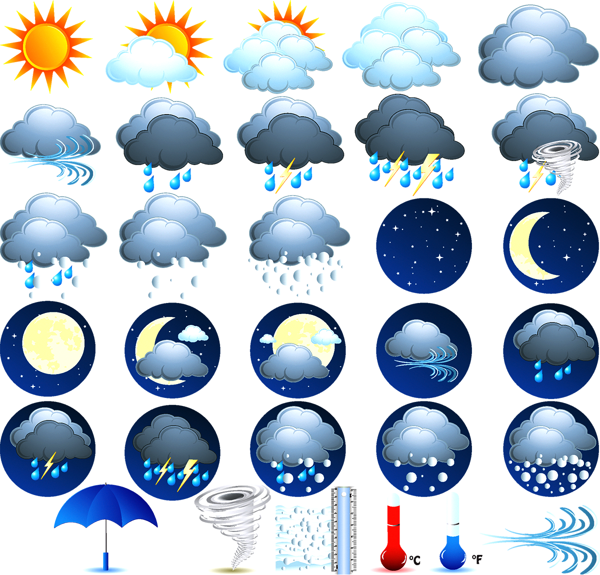 Forecast Icons Illustration Symbols Cartoon Vector Il - vrogue.co