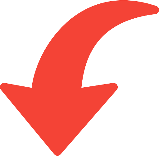 Curved Arrow Left To Bottom Red Icon