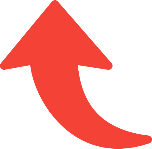Curved Arrow Left To Top Red PNG Image