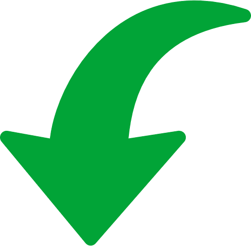 Curved Arrow Left To Bottom Green Icon