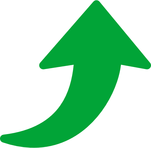 Curved Arrow Right To Top Green PNG Image
