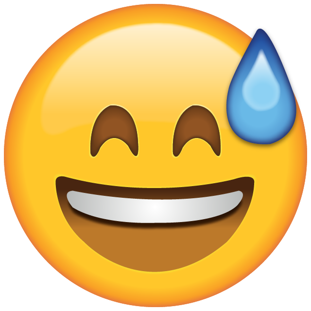 Smiling with Sweat Emoji Icon Download Free PNG Image
