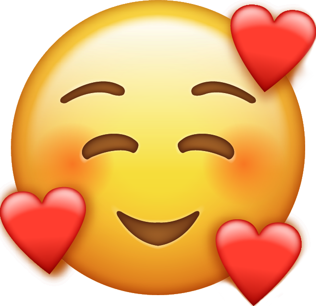 Smile Emoji With Hearts Free Icon PNG Image