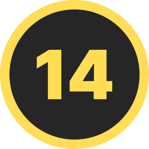 Number Fourteen Round PNG Image