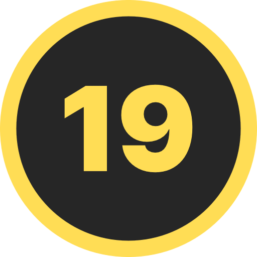 Number Nineteen Round PNG Image