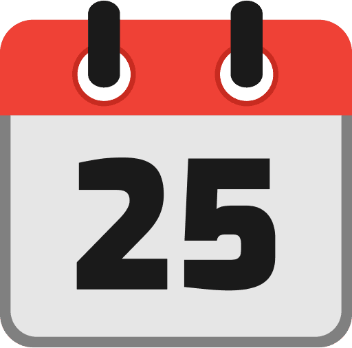 Calendar Date 25 PNG Image