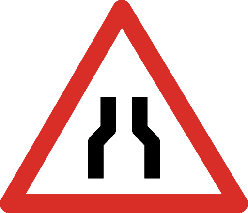 Narrow Road Ahead Sign PNG Image