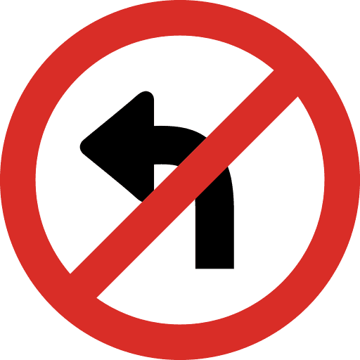 No Left Turn Sign Icon