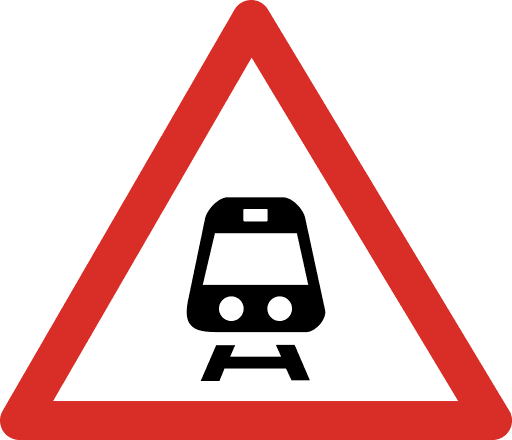 Tram Crossing Ahead Sign PNG Image