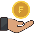 Money Receiving Swiss Franc Color icon
