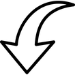Curved Arrow Left To Bottom Outline icon