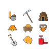 Helmets Mining Shovel Gold Coal Ax Icon