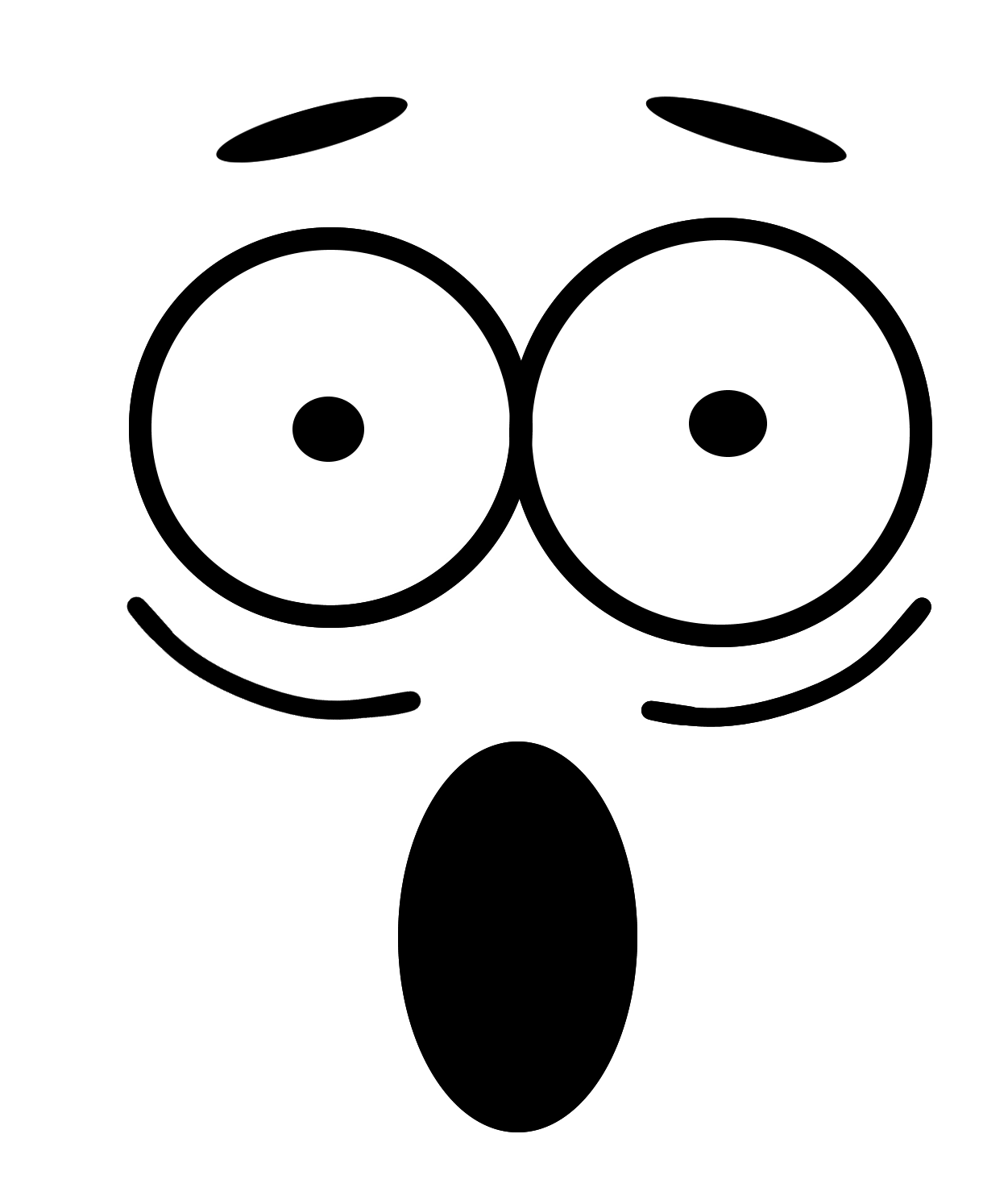 Scared Face Png , Png Download - Scared Face Clipart Black And