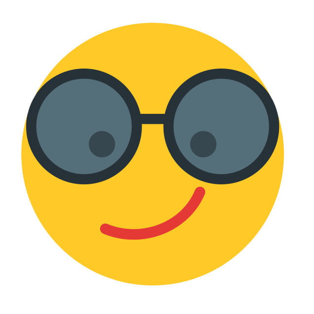 smiley face with hipster glasses
