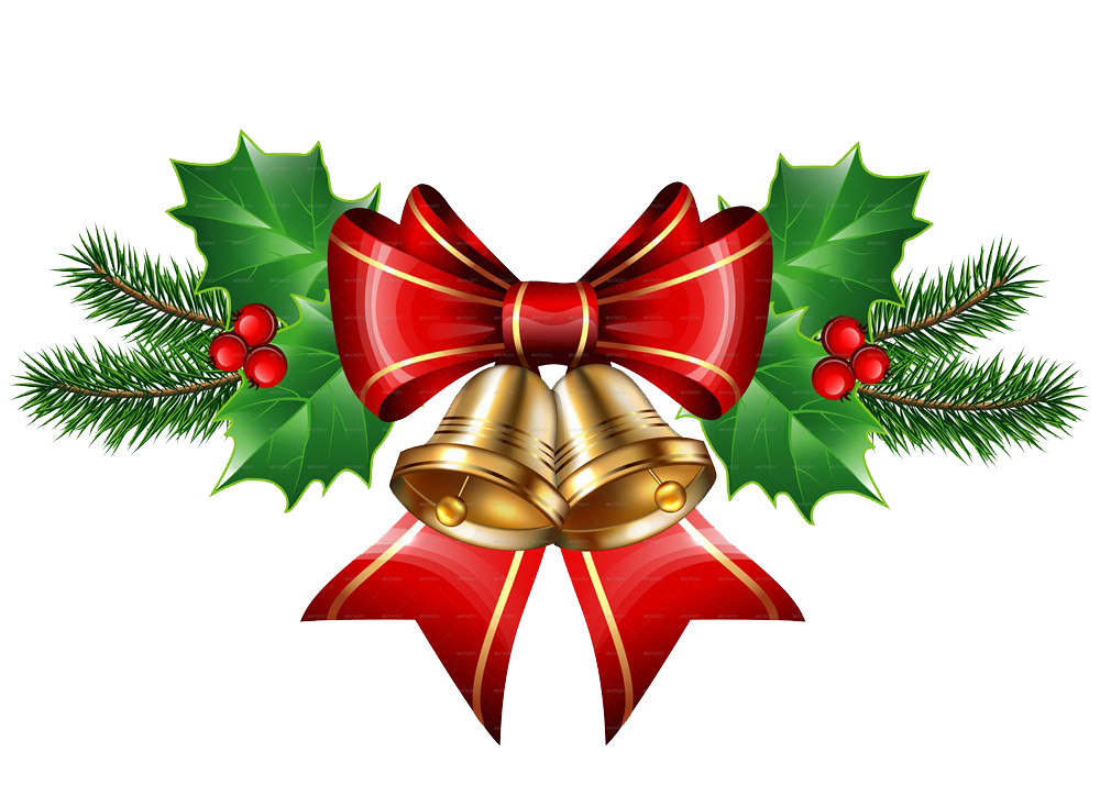 Christmas Bell With Bow And Leaves, Bell, Christmas, Outline PNG  Transparent Image and Clipart for Free Download