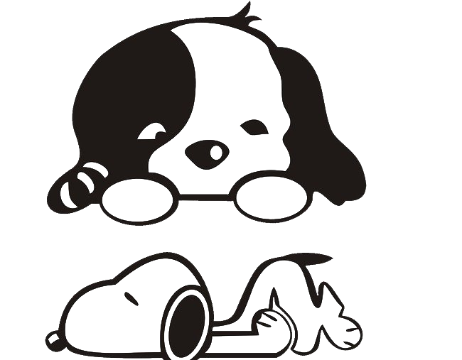 puppy black and white clipart