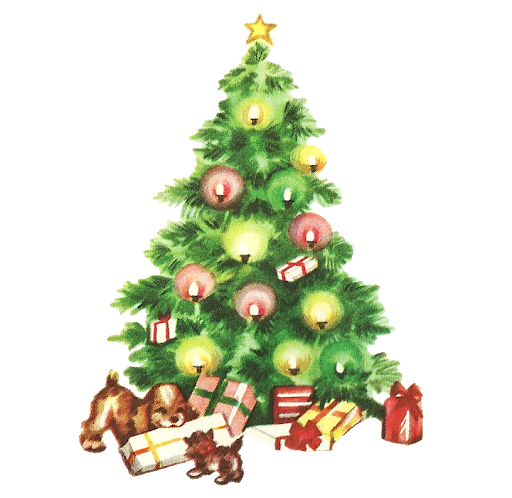 vintage christmas tree clip art free