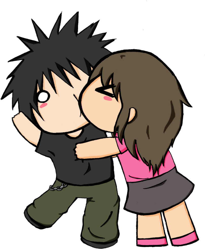 chibi hugging couple