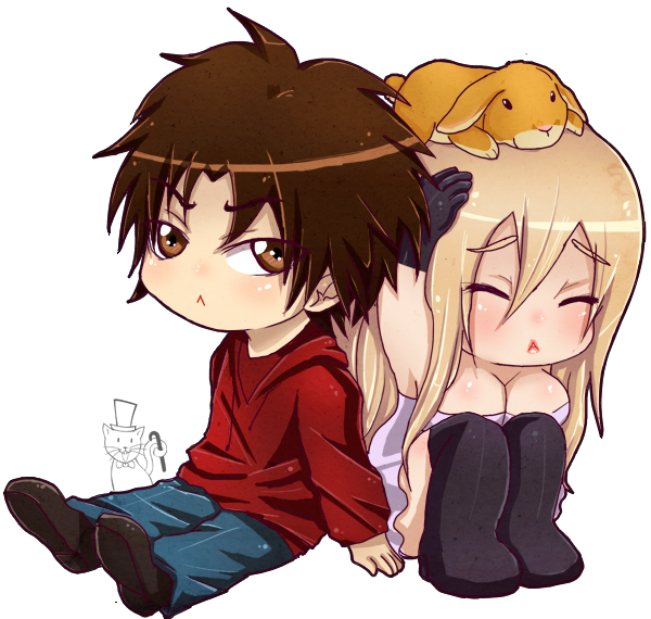 chibi hugging couple