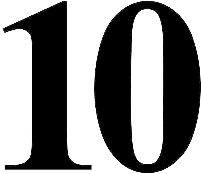 number 10 clipart black and white