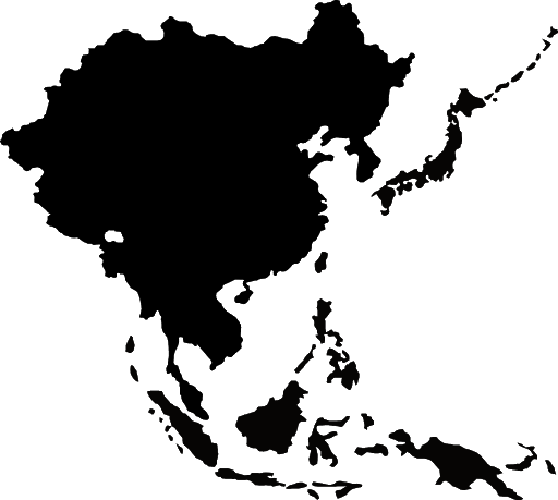 black and white map of asia