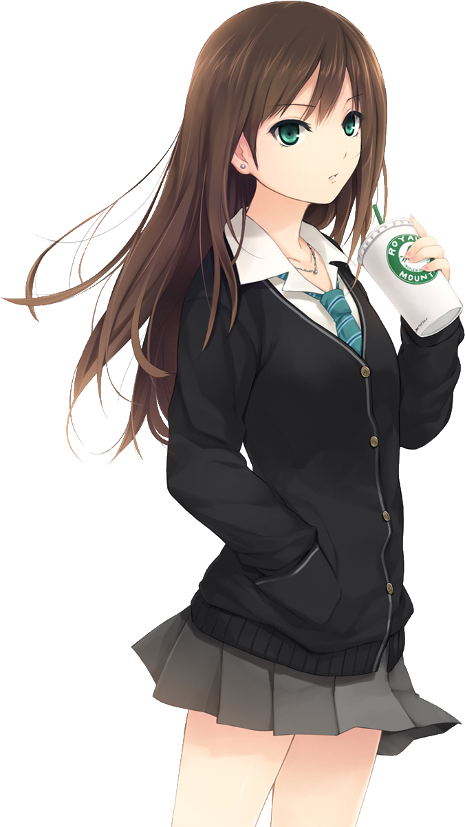 Anime Girl With Brown Hair And Blue Eyes Png , Png - Anime Girl Brown Hair  Blue Eyes, Transparent Png , Transparent Png Ima…