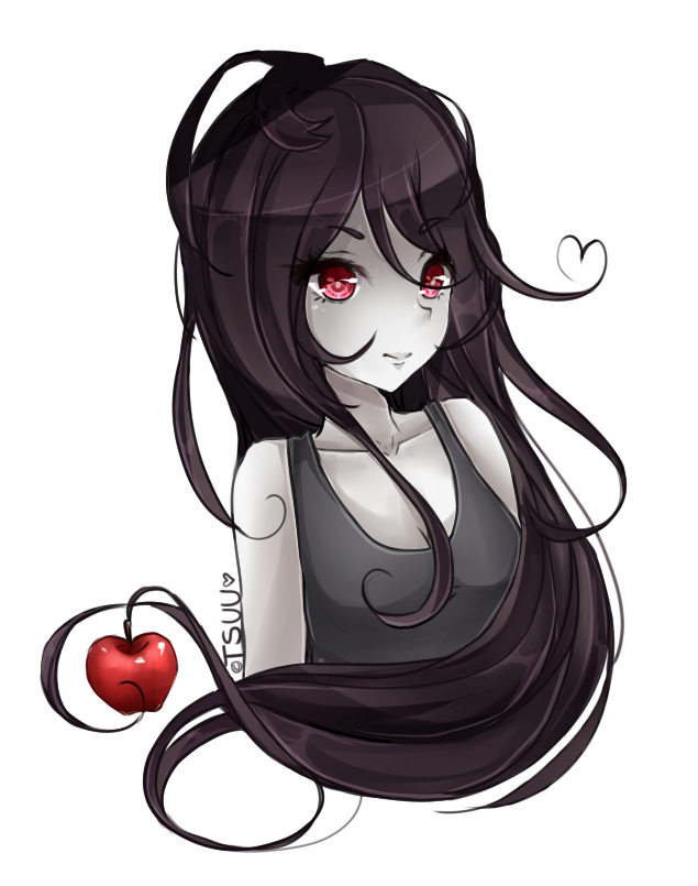 vampire anime girl with red eyes and black hair