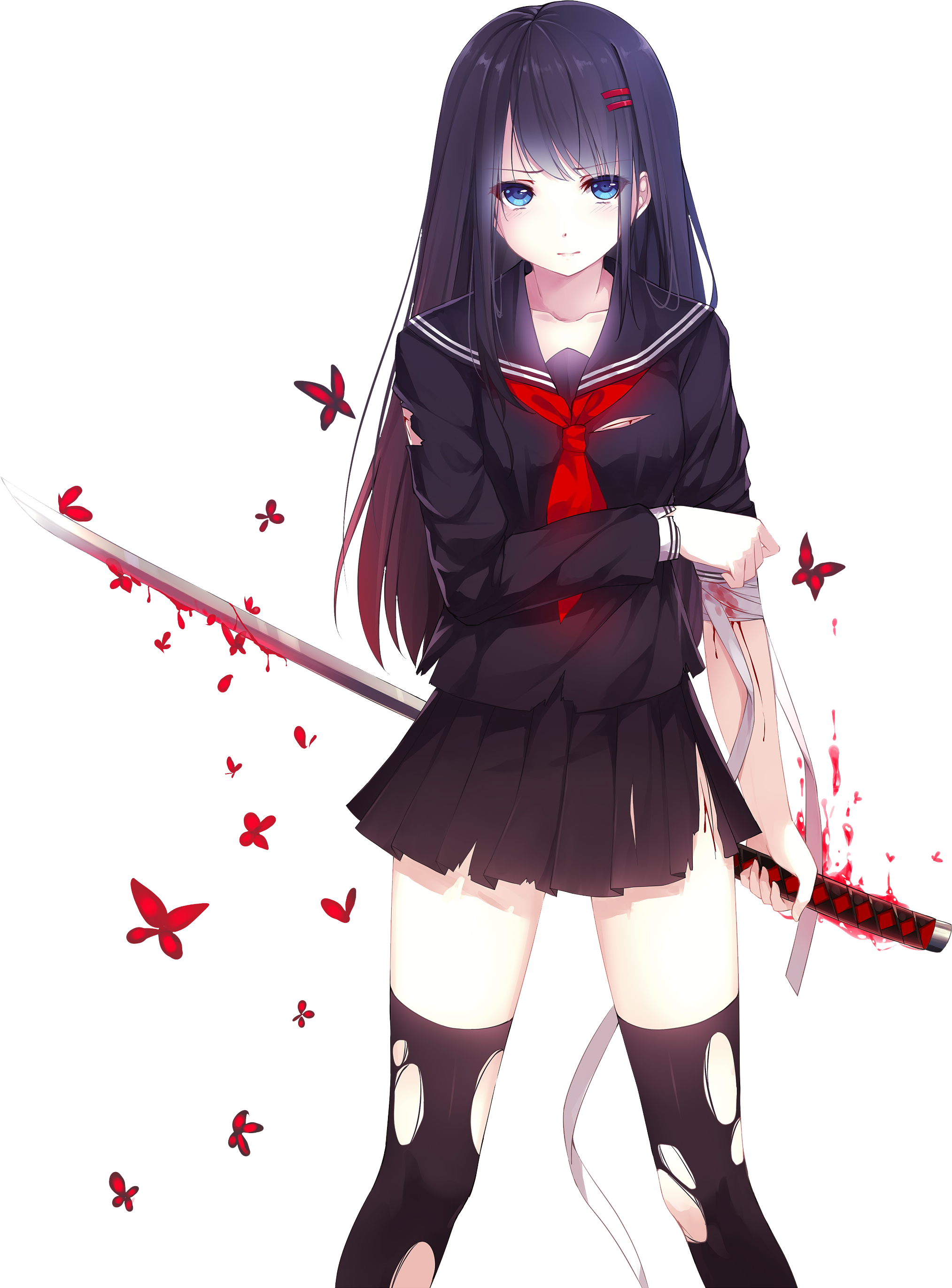 vampire anime girl with red eyes and black hair