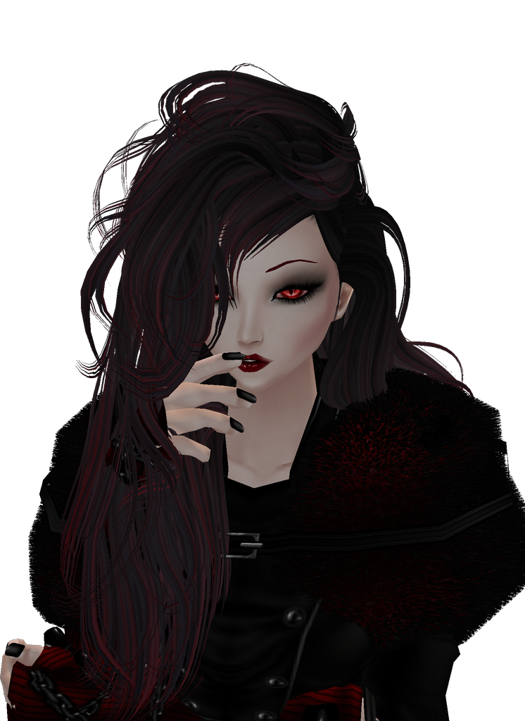 vampire anime girl with red eyes and black hair