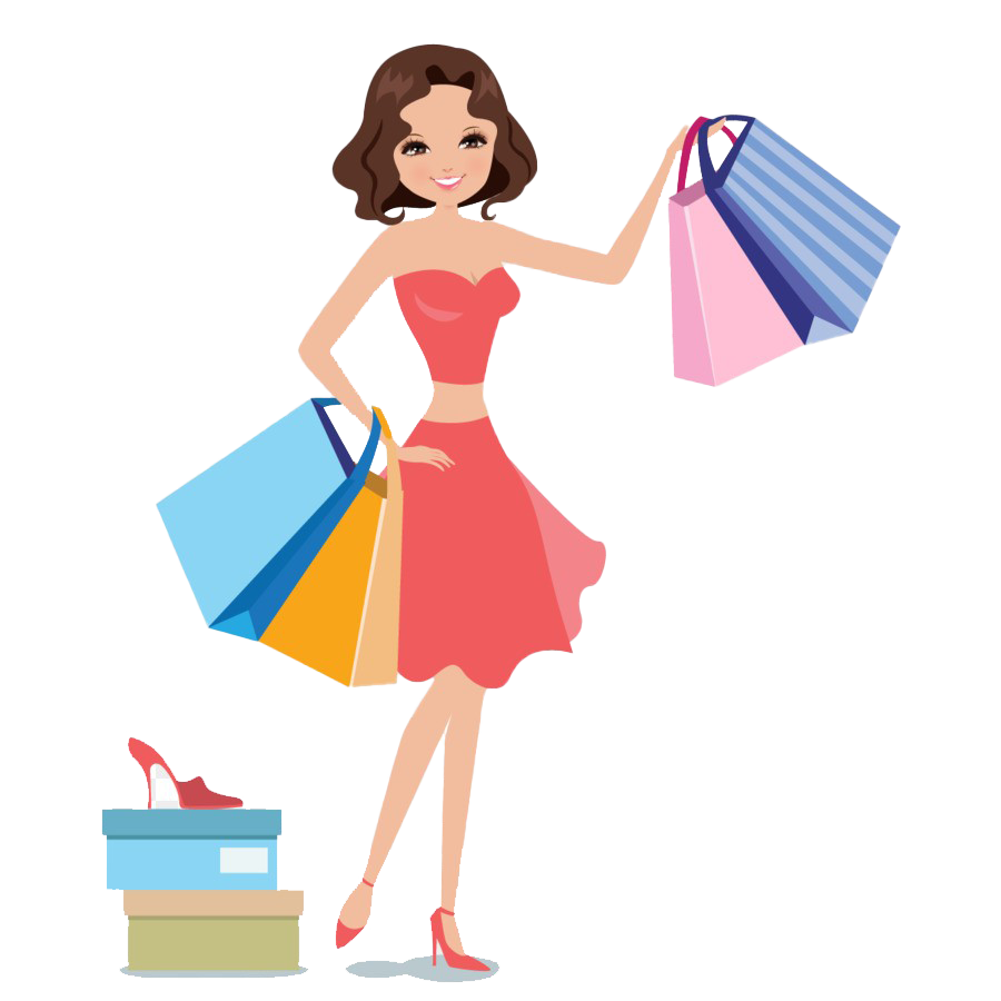 Pop art girl holding shopping bags on transparent background PNG - Similar  PNG