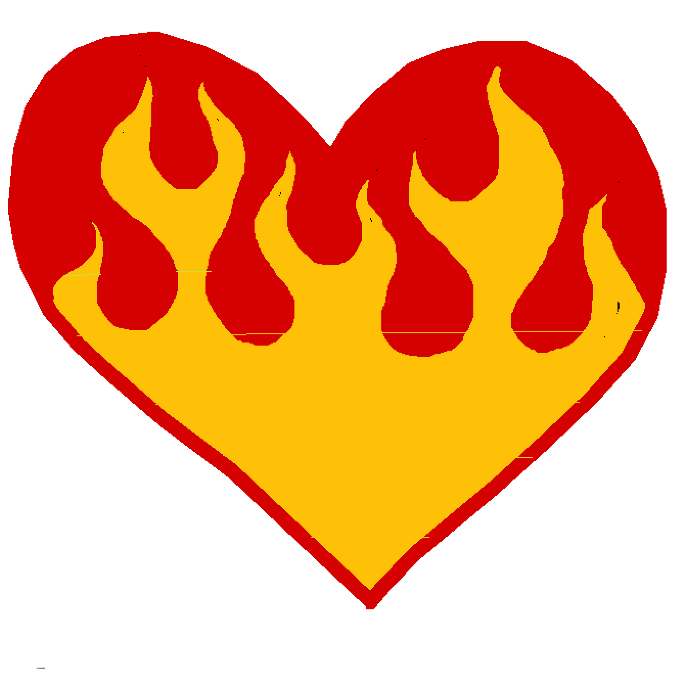 drawings of hearts with flames